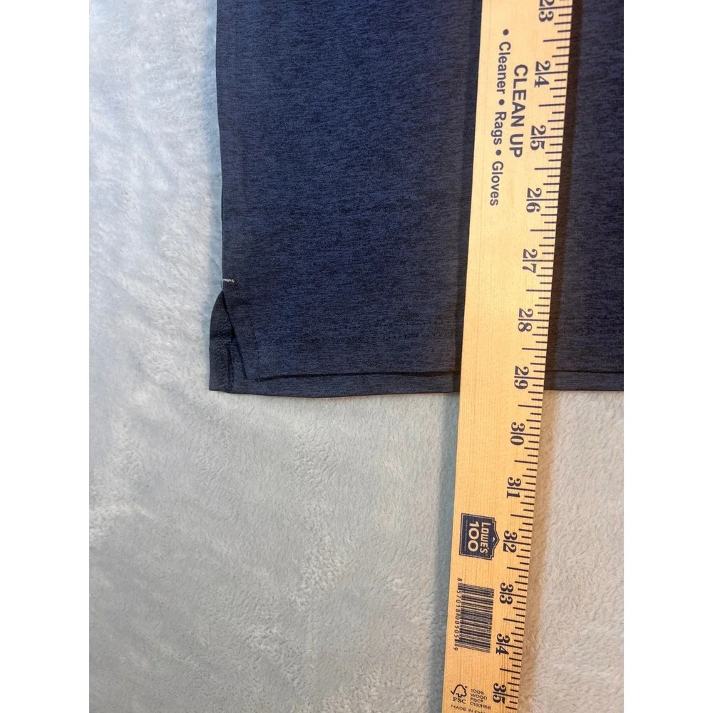 True Religion Polo Shirt Mens Short Sleeve Heathered Blue Black Logo‎ Casual
